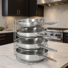 리벨룸 프리미엄 후라이팬 정리대 7mm, 1개, 실버, 4단