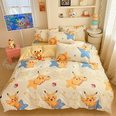 에프식스 포켓몬 정품 순면 40수 이불커버 침대시트 베개커버 침구세트, 피카츄 별나라