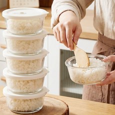 에너딕 내열유리 전자레인지 냉동 밥용기, 400ml, 5개