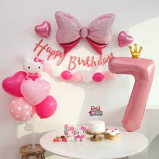 이벤트홀릭 산리오 헬로키티 풍선 링커벌룬 생일파티세트, 숫자풍선 7
