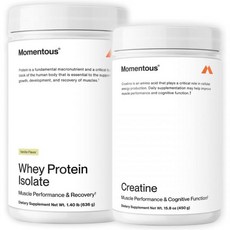 Momentous Creatine Monohydrate Powder & Essential Grass-Fed Whey Vanilla Protein Powder - Supports, 1개