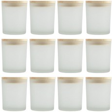 캔들용기 유리 200ml 12개 세트 대나무 뚜껑 포함