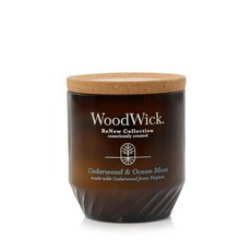 蠟燭森林 Woodwick ReNew回收玻璃瓶系列限定款香氛蠟燭 木質調中型圓瓶〈現貨〉, 1個, 雪松與海洋苔蘚, 雪松與海洋苔蘚