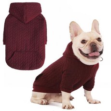 EXPAWLORER 강아지 후드 소형견 중형견 대형견을 위한 따뜻한 반려동물 옷 그릴 보이용 추운 날씨용 가을 겨울용 파우치가 있는 스웨트셔츠 스웨터 고양이 후드 코트, 와인 레드, 1