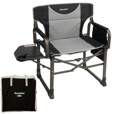 SUNNYFEEL 오버사이즈 캠핑 디렉터 의자 성인용 블랙 휴대용 접이식 의자 272.2kg(600파운드) 지원 해변 낚시 여행 피크닉 잔디 야외 접이식 캠프 의자용, Black-1pc, Black-1pc