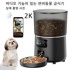 style DR 카메라 타입의 반려동물 자동급식기 4K 고화질 영상 와이파이 음성통화로 반려동물 자동급식기 (고양이와 강아지 공용), 1개, 블랙, 4L