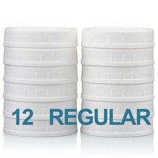 12팩 REGULAR MOUTH 메이슨 병 뚜껑 Ball Kerr Regualr 입구 병과 호환 - 메이슨 병 통조림 병용 플라스틱 보관 캡 - 누출 방지 식기세척기 사, 12