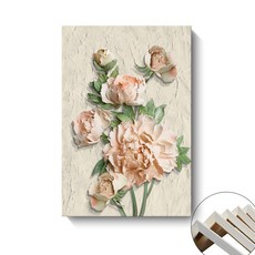 現代裝飾畫 奶油風粉色牡丹花卉 客廳餐廳掛畫 酒店公寓民宿有框畫, 內框畫B,30x40cm