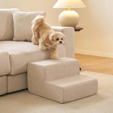 [삼익가구]베이직 와이드 논슬립 펫스텝 2단 강아지 계단, 오트밀