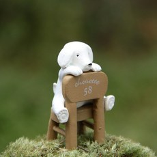 隨草憶境 ZAKKA雜貨 法式小狗坐凳 園藝苔蘚多肉花插插件 拍攝道具 高品質樹脂, 1個, 一組入（高品質樹脂）