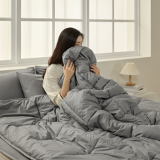 KURUA 먼지없는 알러지케어 이불 세트 사계절 항균 워싱 이불/패드/베개커버 세트