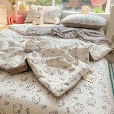 초정상점CHOJEONGSTORE 여름홑이불 쿨링이불 차렵이불, 고양이, 더블 200x230 cm