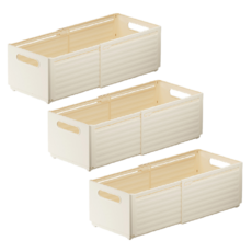 마코제이 내맘대로 길이조절 정리함 대형, 크림, 3개