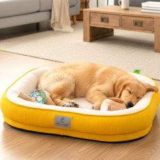 런레이더 미끄러움방지 반려동물 꿀잠 방석, 1개, 머스터드 옐로우