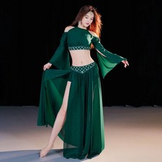 밸리 댄서 의상 성능 오리엔탈 여성 연습 의류 성인 라인 댄스 메쉬 복장 그룹 세트