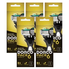 도루코 페이스6 다이아몬드 하드코팅 휴대용면도기 6중 면도날, 5개묶음, 1개입