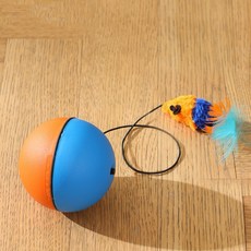寵愛毛宅 自動逗貓球 逗貓老鼠 電動貓玩具 智能互動 貓咪玩具, 藍橙色, 1個