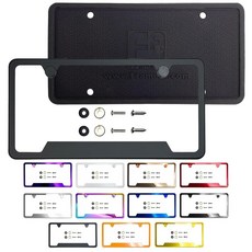 실리콘 백 가드 하단 컷 아웃 코너 번호판 프레임 골드 미러 크롬 전기 도금 범용 핏 알루미늄 나사 온 캡 커버 T304 스테인리스 스틸 녹 방지 내후성 (수량: 1 프레임, 매트 블랙