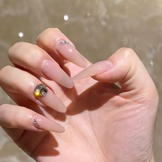 美甲貼片穿戴甲夏季甜酷風美甲片可拆卸貓咪星星蝴蝶結假指甲短款, 1個, BY1705詩情畫意:膠水款