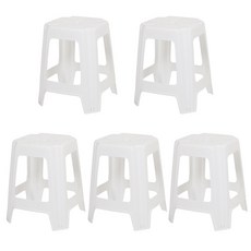 지오리빙 플라스틱 사각의자 5p, 화이트, 5개