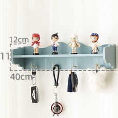 實木壁掛鑰匙收納盒 - 玄關牆面置物架, 松木實木烟粉色30CM單層免組裝×1個