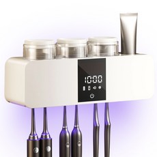 CozyTemp 스마트 칫솔 살균기 무선 충전식 자동 순환 살균 칫솔 UV 살균 건조기 대용량 3컵, 화이트