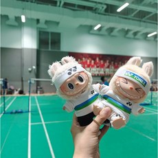 라부부 인형 베드민턴 옷 의상 3피스 세트 LABUBU 인형 1~3세대용 호환 옷입히기 3P 세트, 블랙바지+티셔츠+머리띠