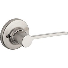 Kwikset Ladera 더미 도어 핸들 옷장 프렌치 더블 및 식료품 저장실용 단면 레버 새틴 니켈 회전 방지 왼손잡이 내부 푸시/풀 마이크로밴 보호 기능 포함, Kwikset Ladera 도어 핸들 옷장 프렌치 더블