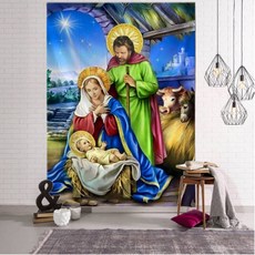 예수님 성화 액자 그리스도 예수 부활절 축제 홈 데코 벽걸이 태피스트리 아트 거실 침실 장식 환경 보호 A. 40x60cm 3. QMGT3-0328-3 1개, B. 60x90cm × 1. QMGT3-0328-1 ×