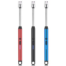 1+1+1 USB 충전식 전기 점화기 각도조절 플라즈마 점화스틱 (개별포장), 랜덤 혼합 3개입