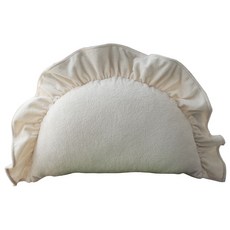 荷葉邊半圓造型靠墊，簡約風柔軟蓬鬆舒適支撐，適用沙發、椅子、床鋪, 奶白色, 1件
