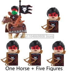 중세 병사 피규어 블록 울프 나이트 로마 황금 말 액세서리 소년 장난감 선물 N07, 23 N812AH019B1-75-1