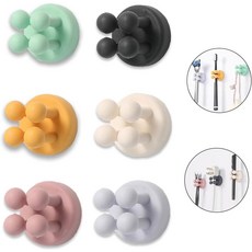 칫솔 홀더 욕실용 실리콘 4개 벽걸이 샤워용 블랙 면도기, 6pcs-mixed