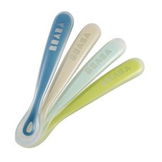 beaba法國正品 第一階段軟矽膠副食品湯匙/軟矽膠固齒湯匙 4入一組 寶寶的第一把湯匙, 1個
