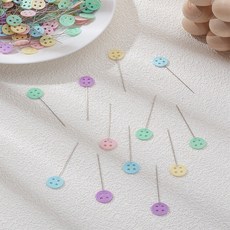 200개 플라스틱 볼 헤드가 달린 철제 핀 보관함 포함 원형 혼합 색상 45x11x1.5mm