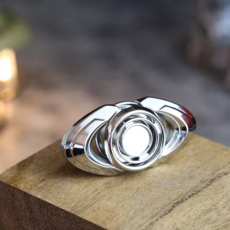 이엽 디자인 스테인리스 스틸 피젯 스피너 휴대용 핸드 스피너 재미있는 핑거팁 스피닝 토이 ADHD 집중력 강화 성인용 스트레스 해소 피젯 토이 선물용, 1개, 은색