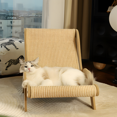 고양이 사이잘 비치의자 스크래쳐 소파형, 1개, 카키