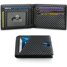 Zitahli 남성용 지갑 슬림 11 신용 카드 홀더 RFID 차단 소형 바이폴드 미니멀리스트 전면 포켓 선물 상자 포함 카본 블랙. 스몰 캐주얼