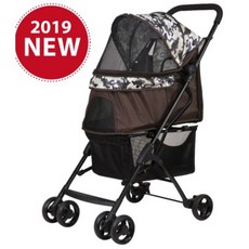 Petty Man 寵物車 時尚迷彩三折式推車 輕量版 前後進出 全罩式 通風透氣 防曬 寵物推車 外出推車 毛孩推車12KG以內, 迷彩咖啡/32-PS678C