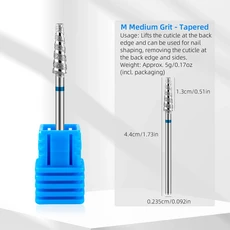 토네이도 다이아몬드 네일 드릴 비트 나선형 드릴 밀링 커터 매니큐어 전기 기계 액세서리 네일 파일 젤, 08 M Tapered, 1