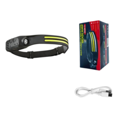 프렌드쉽 LED 충전식 헤드랜턴 모션센서 작업등 등산 조명등, 1개, 블랙 2줄