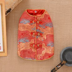 【格森】狗狗唐裝 寵物新年衣服 泰迪比熊貓咪中式禮服漢服, 虎鎮五毒,S(建議4-6斤）, 1個