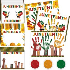 [ 1281406 ] 어플로잉 준틴스 손자국 공예 키트 30개 6월 카드 30장 대형 패드 3개 아프리카계 미국인 19일 자유의 날 활동 보드 게시판 장식 세트 학교 파