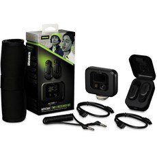 Shure 無線領夾麥克風系統，雙通道接收器，適用於相機手機電腦, 黑色, MOVEMIC TWO
