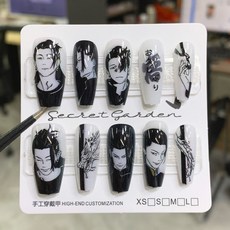 咒術回戰 痛甲 動漫周邊 穿戴甲 假指甲, 1個, XS 【如果有凹凸的可以自行打磨一下】,咒術-夏油杰【中長梯】送材料包