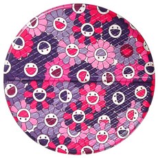 토탈하우스 반으로 딱 접히는 해피플라워 사우나방석 원형 (L) 32cm 양면 반접 사우나매트 국산제조 캠핑방석 목욕방석 원형방석, 1개, 분홍보라