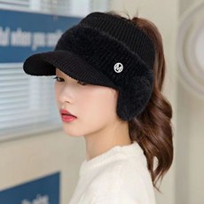 GF 귀도리 모자 니트 캡, 블랙, 1개