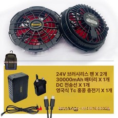 에어쿨링 현장용 긴팔 충전식 쿨링팬 선풍기 노가다용, 1개, 11.24 V 팬 24 V 30000m Ah 배터리 홍