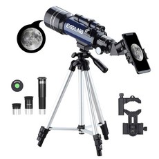 ESSLNB 망원경 천문학 초보자용 70mm 구경 굴절 망원경(15X-180X) 휴대폰 어댑터 및 조절 삼각대가 있는 휴대용 여행용 망원경, 70080G