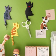 고양이 냉장고자석 후크 열쇠 마스크 걸이, 고양이자석(올그레이), 1개